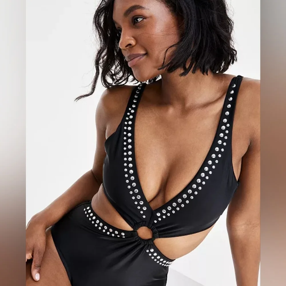 Bar III Women's Tell Me About It Stud One-Piece Swimsuit, NWTs, Size S #A9